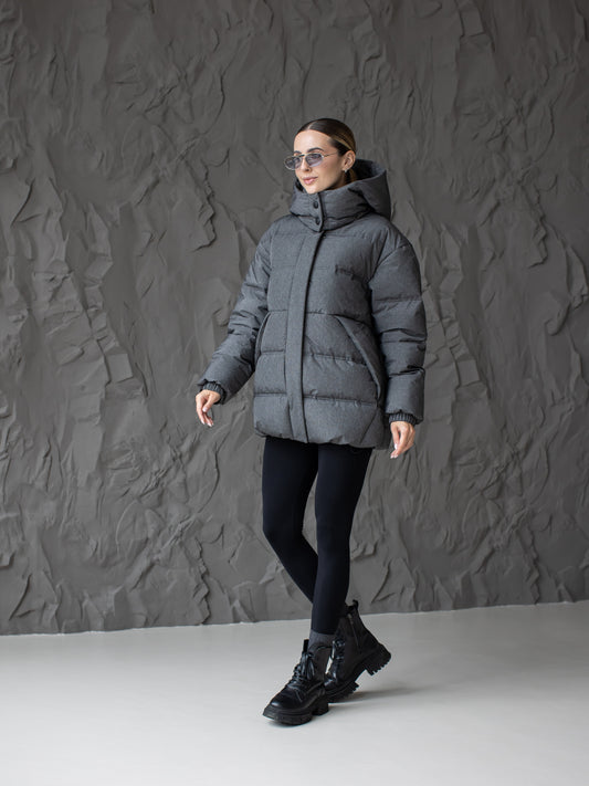 Damen-Winterjacke mit Kunstdaunen 0486 Grau A.G.