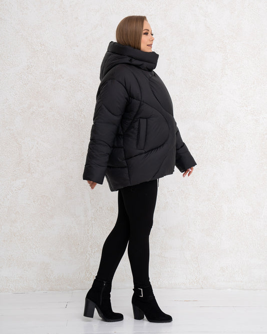 Damen-Winterjacke mit Kunstdaunen 0480 Schwarz