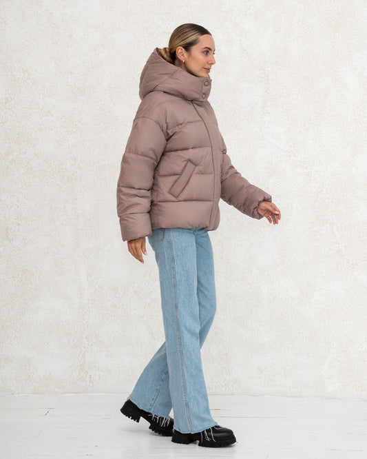 Damen-Winterjacke mit Kunstdaunen 0471 Beige