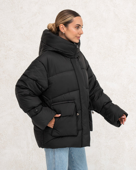 Damen-Winterjacke mit Kunstdaunen 0477 schwarz