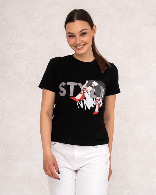 Damen-T-Shirt mit grafischem Fashion-Print
