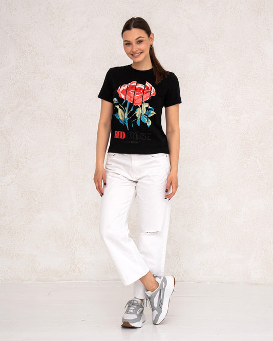 Damen-T-Shirt mit Rosenprint