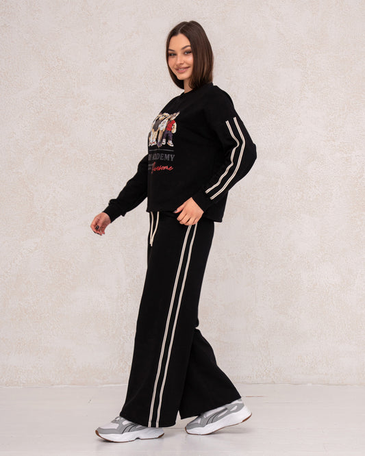 Damen-Zweiteiler mit Print und weitem Bein