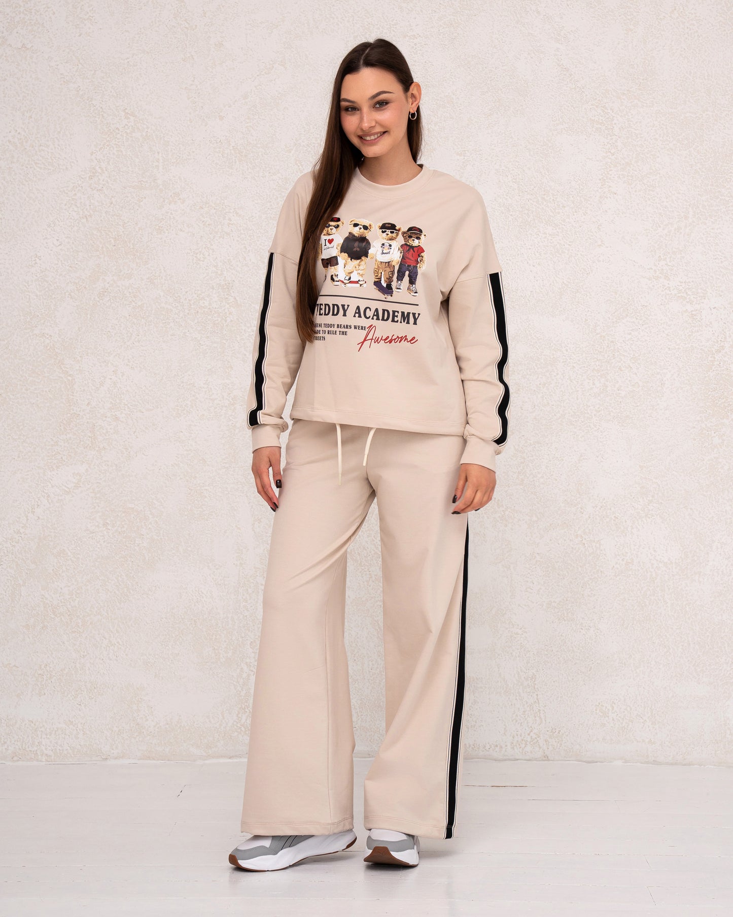 Damen-Zweiteiler mit Print und weitem Bein