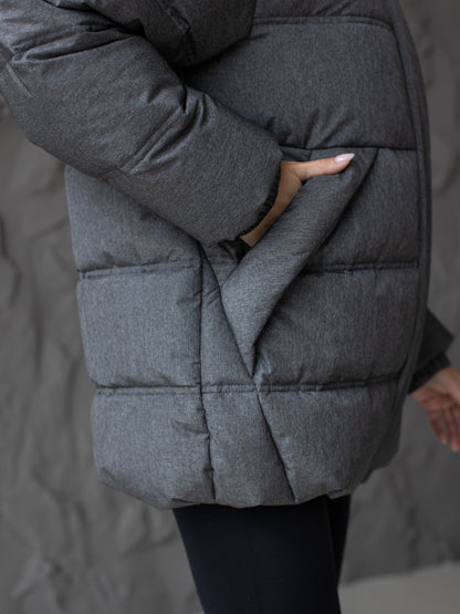 Damen-Winterjacke mit Kunstdaunen 0486 Grau A.G.