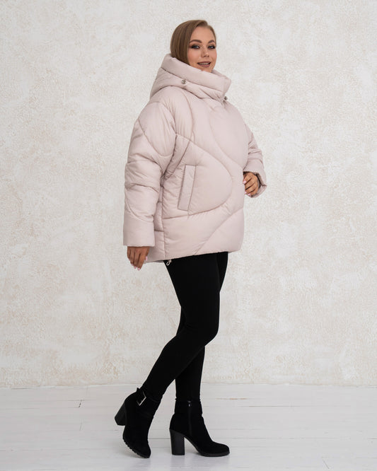 Damen-Winterjacke mit Kunstdaunen 0480 Milchweiß