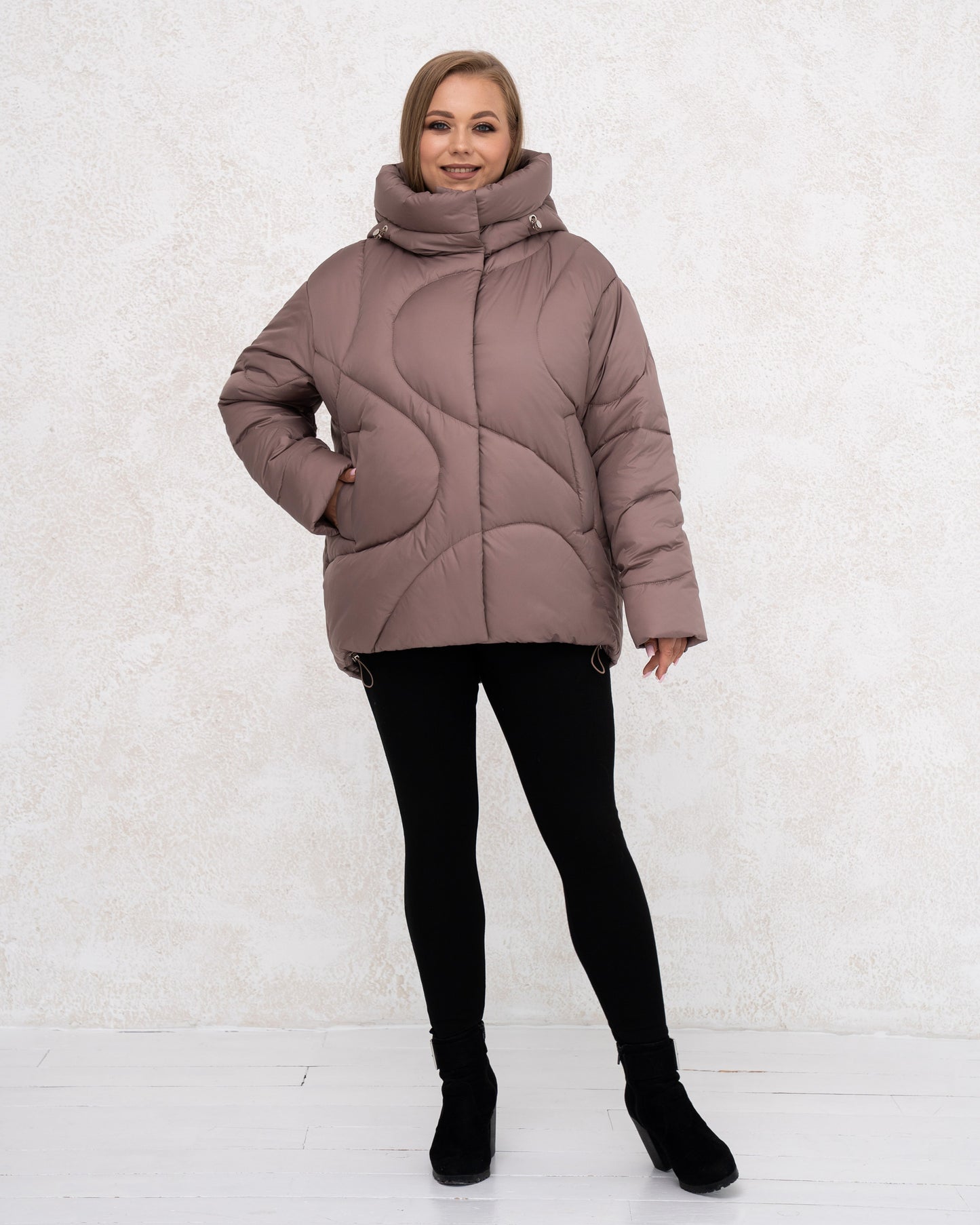 Damen-Winterjacke mit Kunstdaunen 0480 Beige