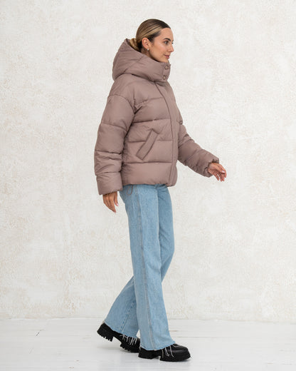 Damen-Winterjacke mit Kunstdaunen 0471 Beige