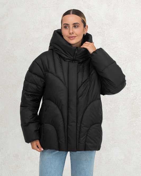 Damen-Winterjacke mit Kunstdaunen 0472 schwarz