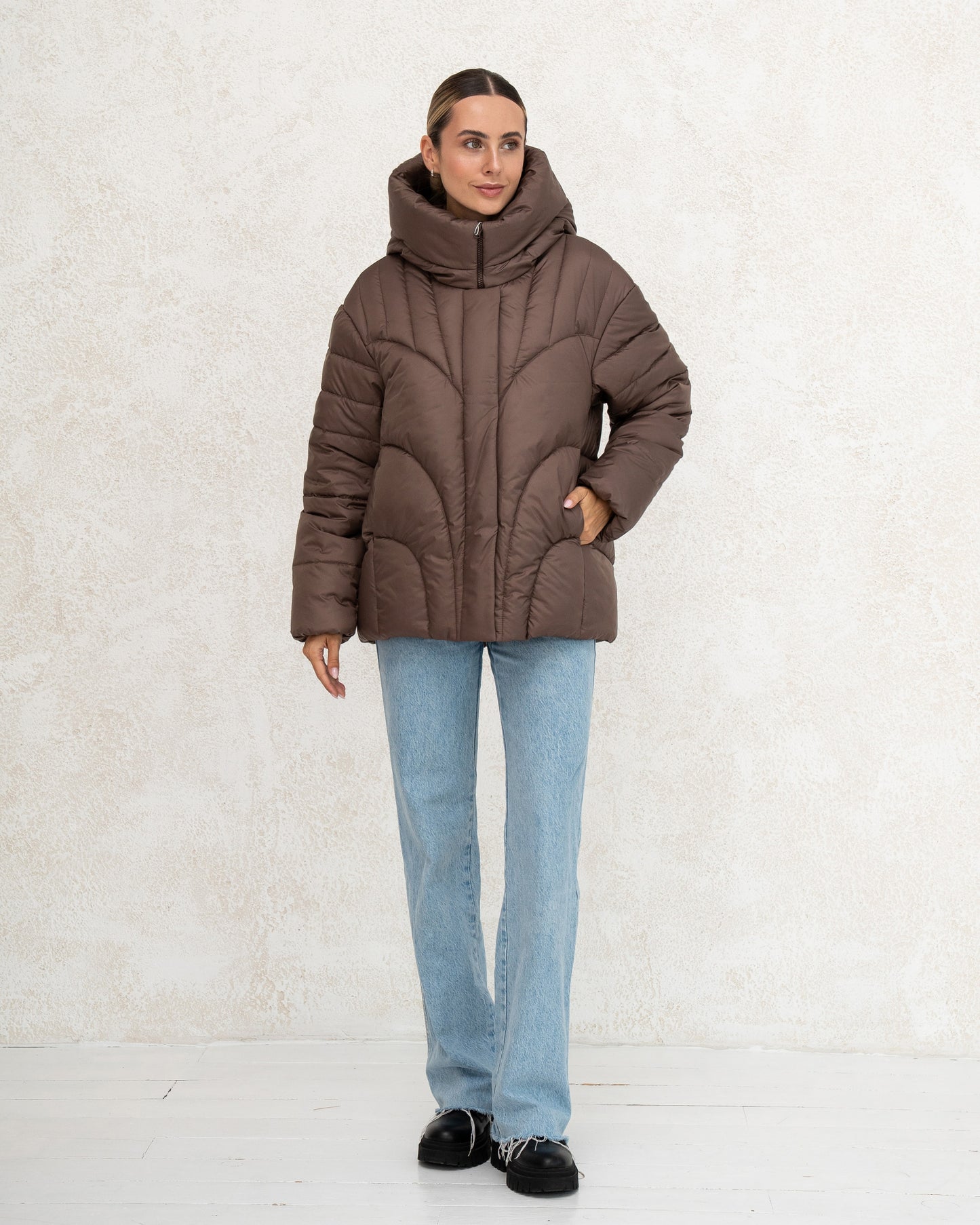 Damen-Winterjacke mit Kunstdaunen 0472 schokolade