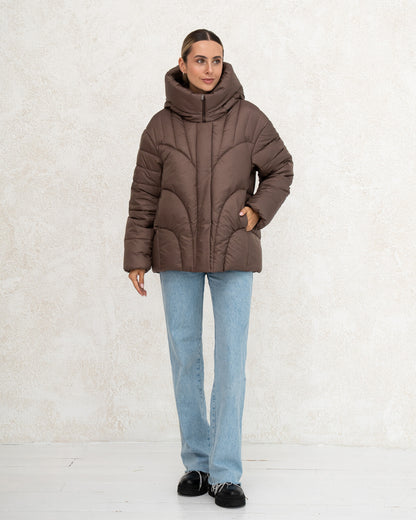 Damen-Winterjacke mit Kunstdaunen 0472 schokolade