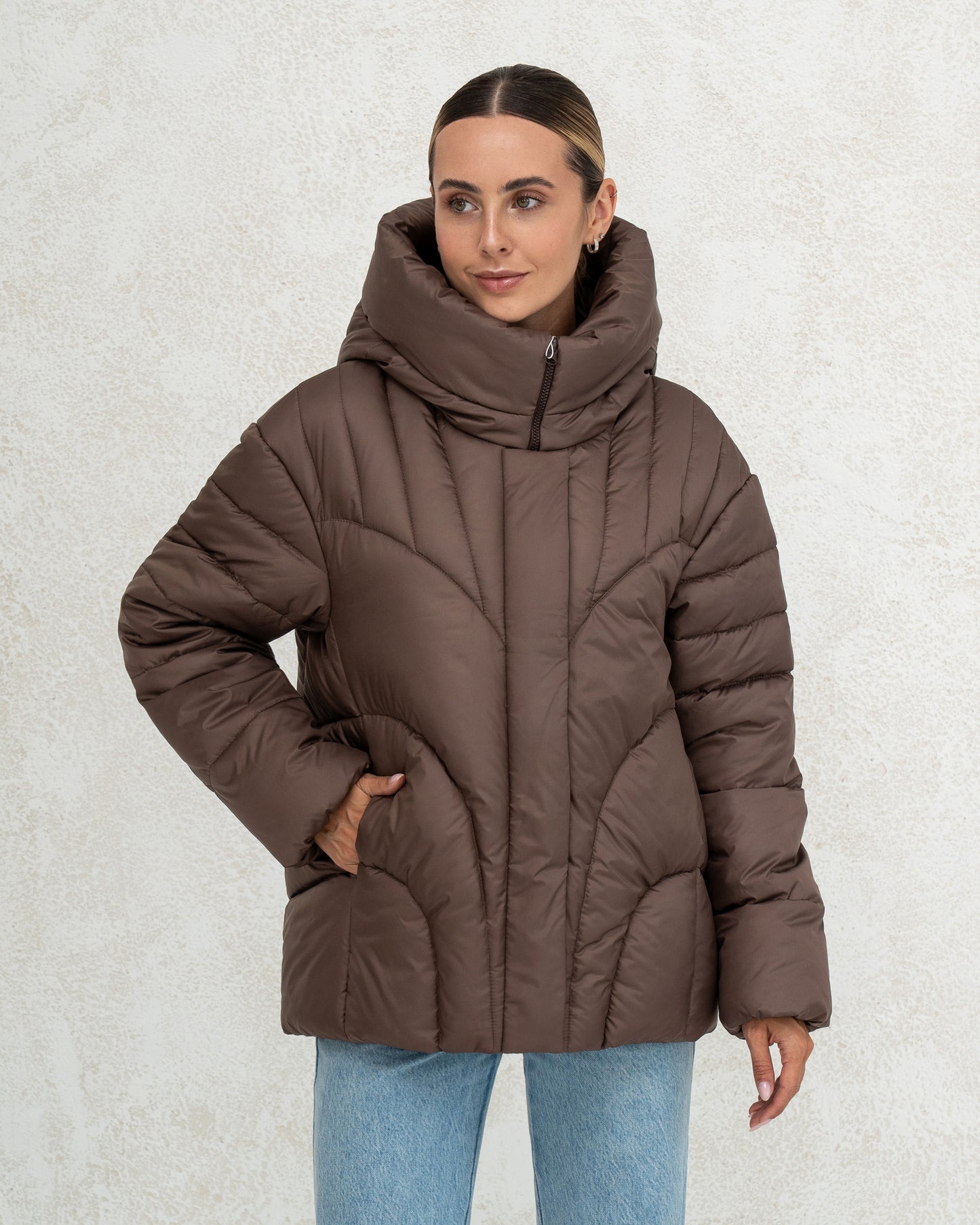 Damen-Winterjacke mit Kunstdaunen 0472 schokolade
