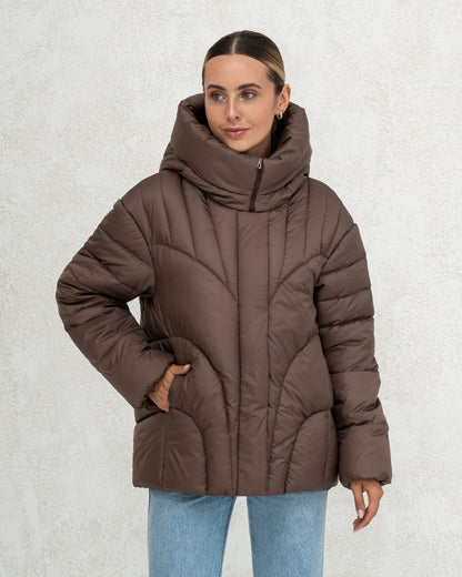 Damen-Winterjacke mit Kunstdaunen 0472 schokolade