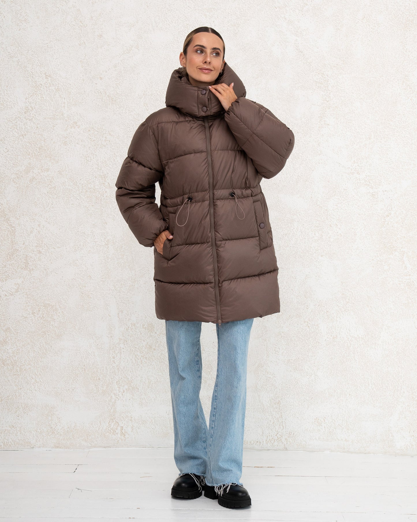 Damen-Winterjacke mit Kunstdaunen 0476 Schokolade