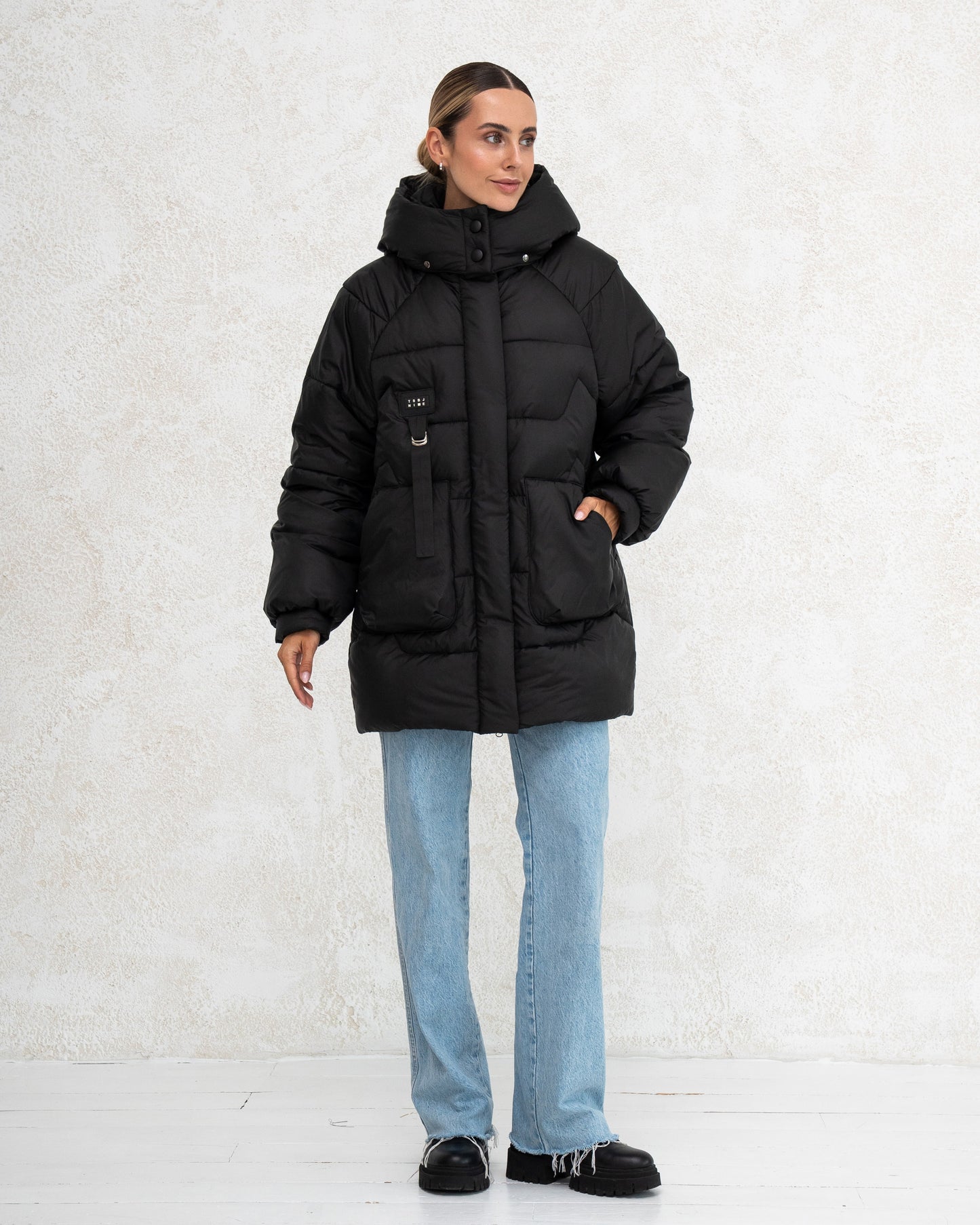 Damen-Winterjacke mit Kunstdaunen 0475 Schwarz
