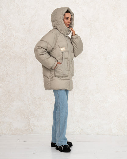 Damen-Winterjacke mit Kunstdaunen 0475 Oliv