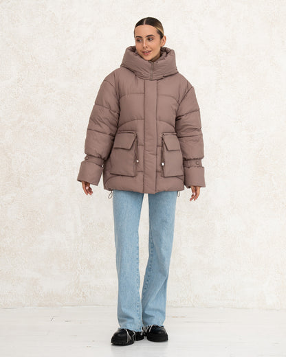 Damen-Winterjacke mit Kunstdaunen 0477 beige