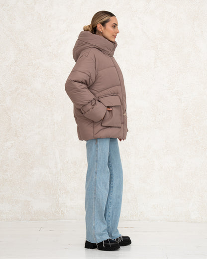 Damen-Winterjacke mit Kunstdaunen 0477 beige