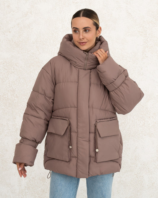 Damen-Winterjacke mit Kunstdaunen 0477 beige