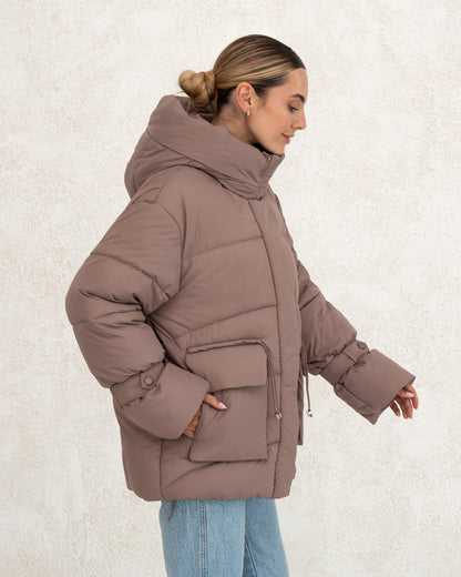 Damen-Winterjacke mit Kunstdaunen 0477 beige