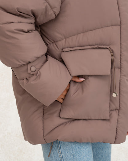 Damen-Winterjacke mit Kunstdaunen 0477 beige