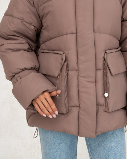 Damen-Winterjacke mit Kunstdaunen 0477 beige