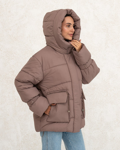 Damen-Winterjacke mit Kunstdaunen 0477 beige