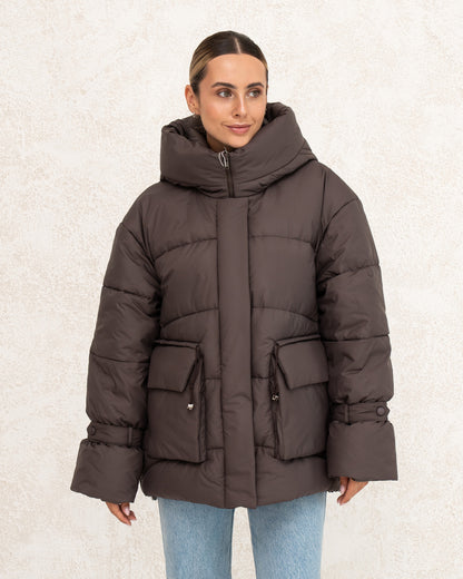 Damen-Winterjacke mit Kunstdaunen 0477 schokolade