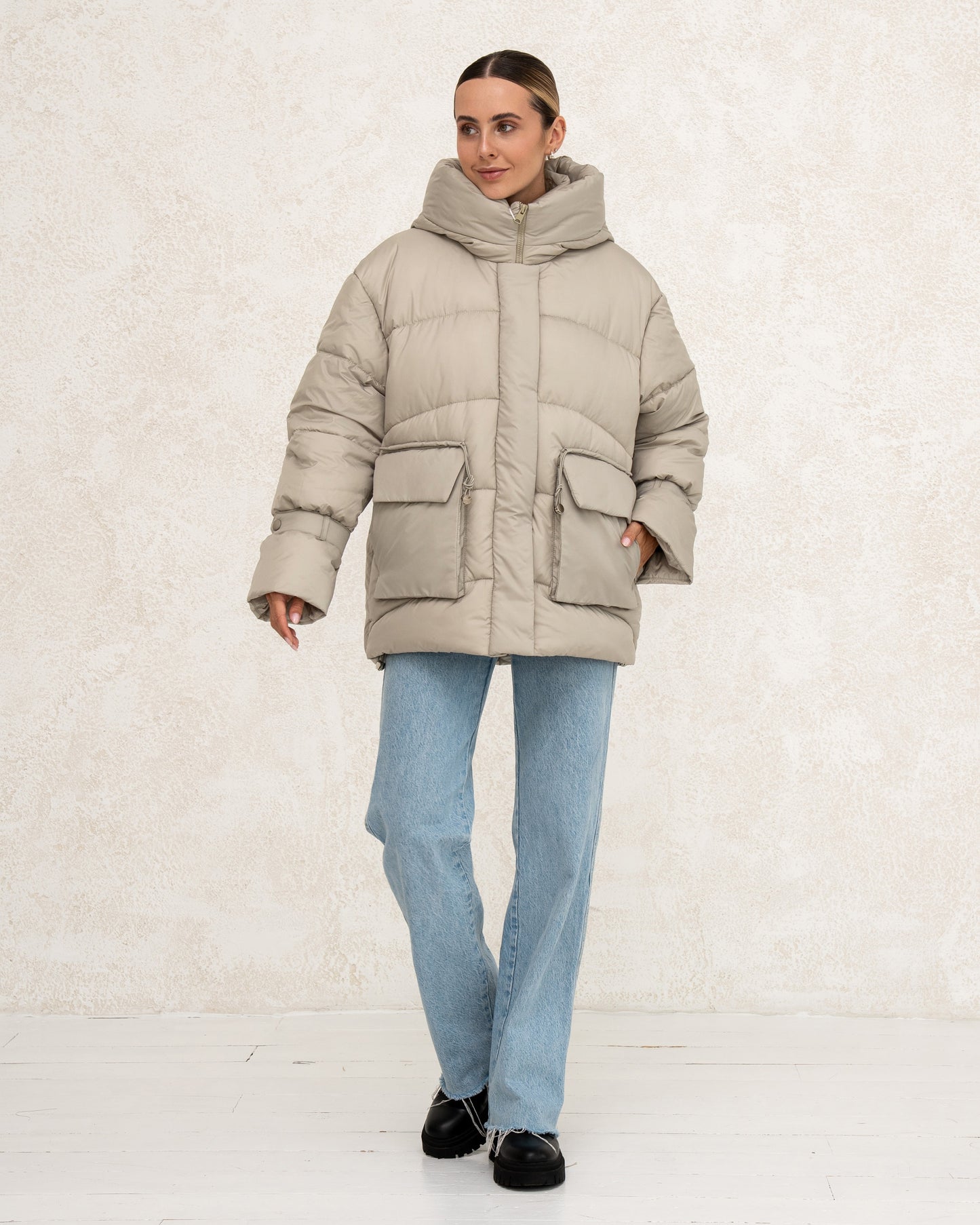 Damen-Winterjacke mit Kunstdaunen 0477 oliv