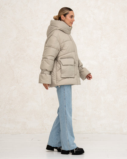 Damen-Winterjacke mit Kunstdaunen 0477 oliv