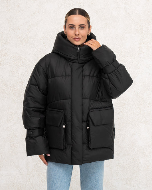 Damen-Winterjacke mit Kunstdaunen 0477 schwarz