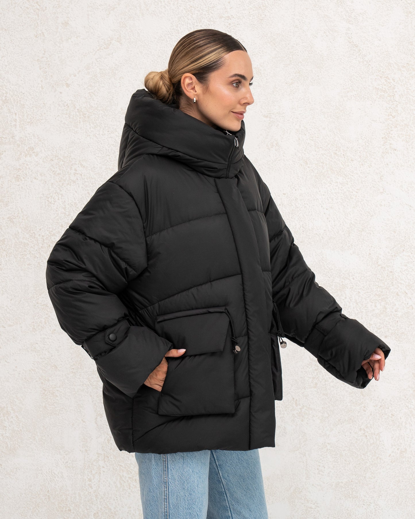 Damen-Winterjacke mit Kunstdaunen 0477 schwarz