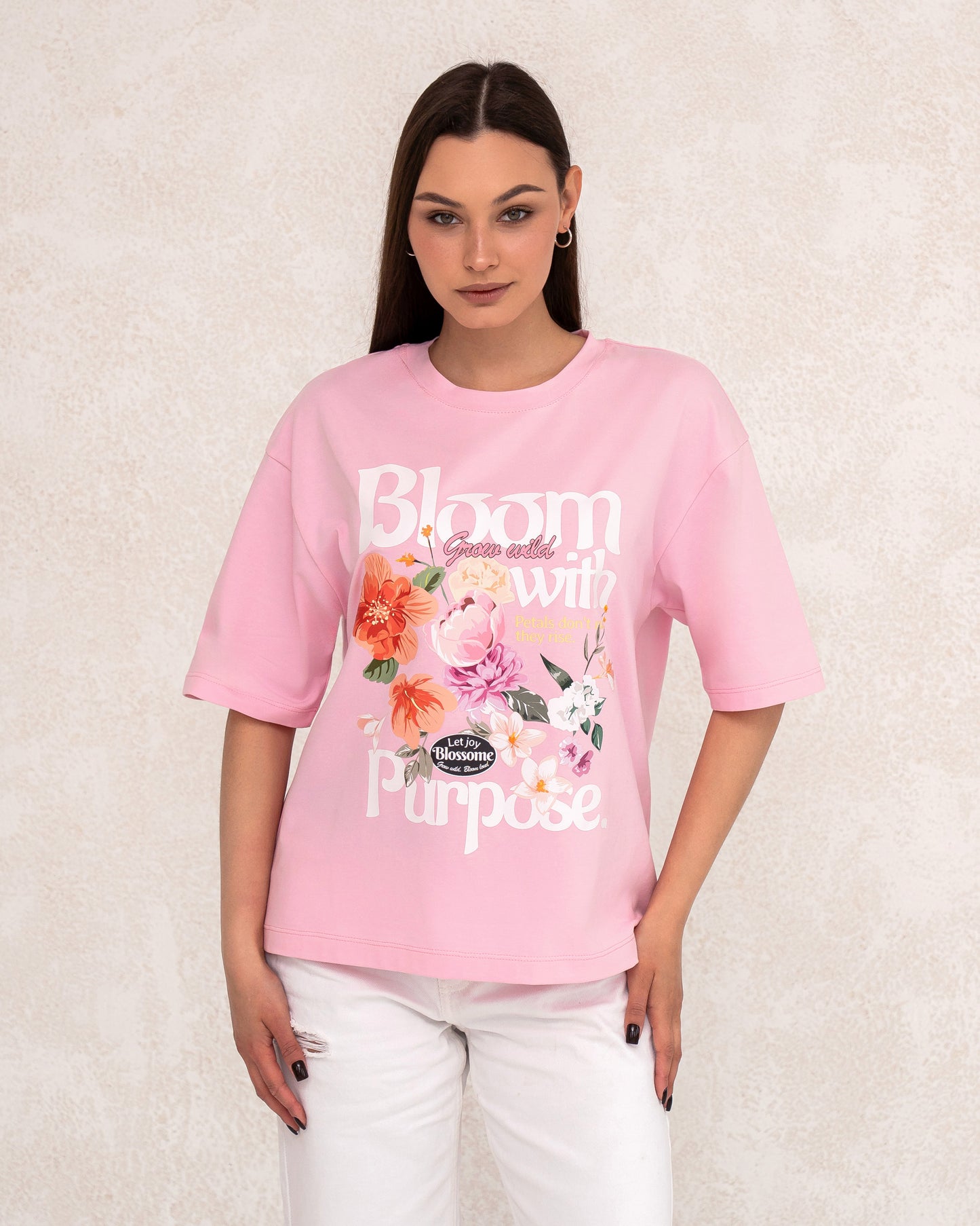 Damen-T-Shirt mit floralem Statement-Print