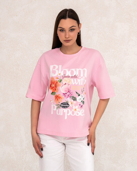 Damen-T-Shirt mit floralem Statement-Print