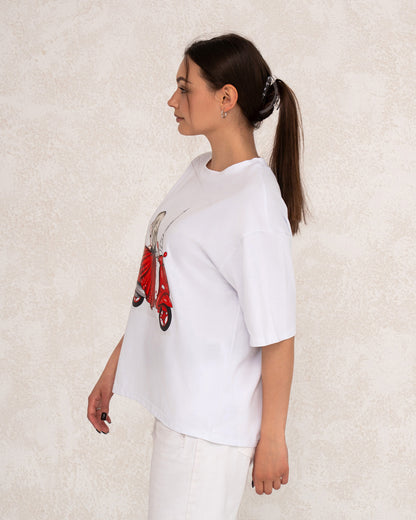Damen-T-Shirt mit Frontprint im Paris-Stil