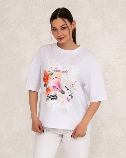 Damen-T-Shirt mit floralem Statement-Print