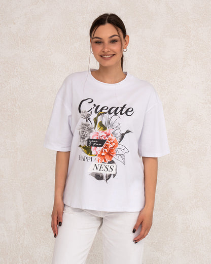 Modernes Damen-T-Shirt mit floralem Print