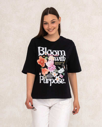 Damen-T-Shirt mit floralem Statement-Print