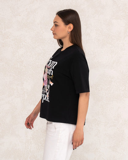 Damen-T-Shirt mit floralem Statement-Print