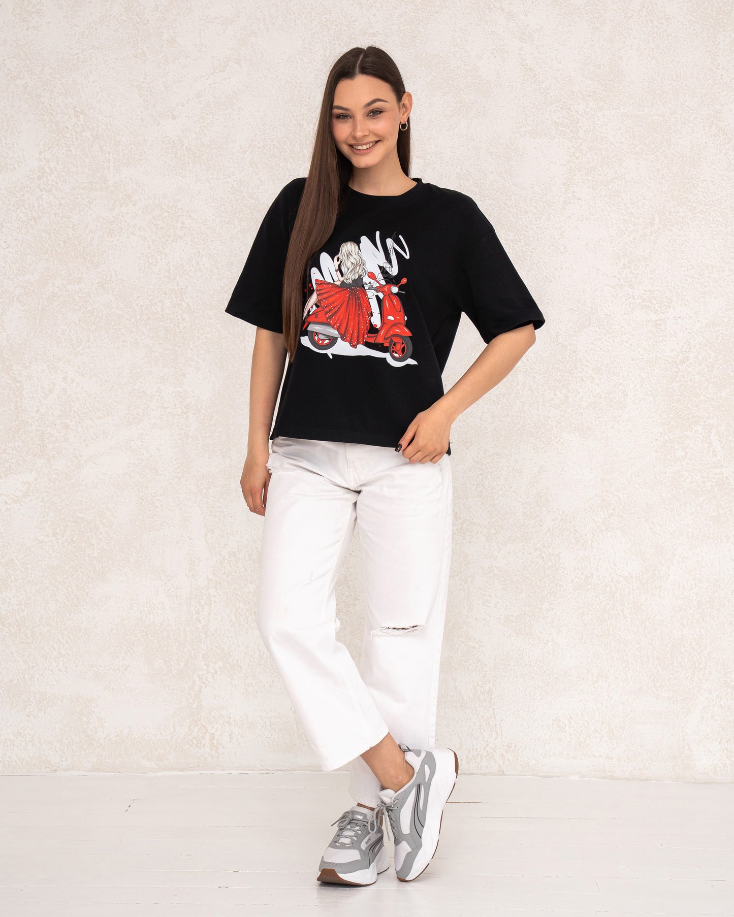 Damen-T-Shirt mit floralem Statement-Print