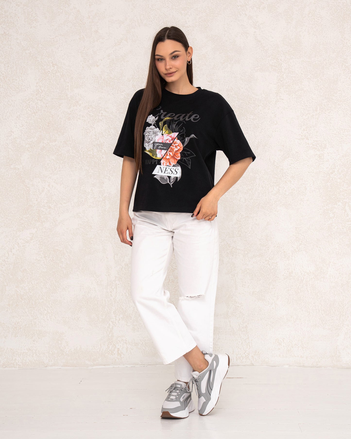 Modernes Damen-T-Shirt mit floralem Print