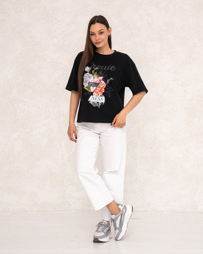 Modernes Damen-T-Shirt mit floralem Print