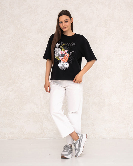 Modernes Damen-T-Shirt mit floralem Print