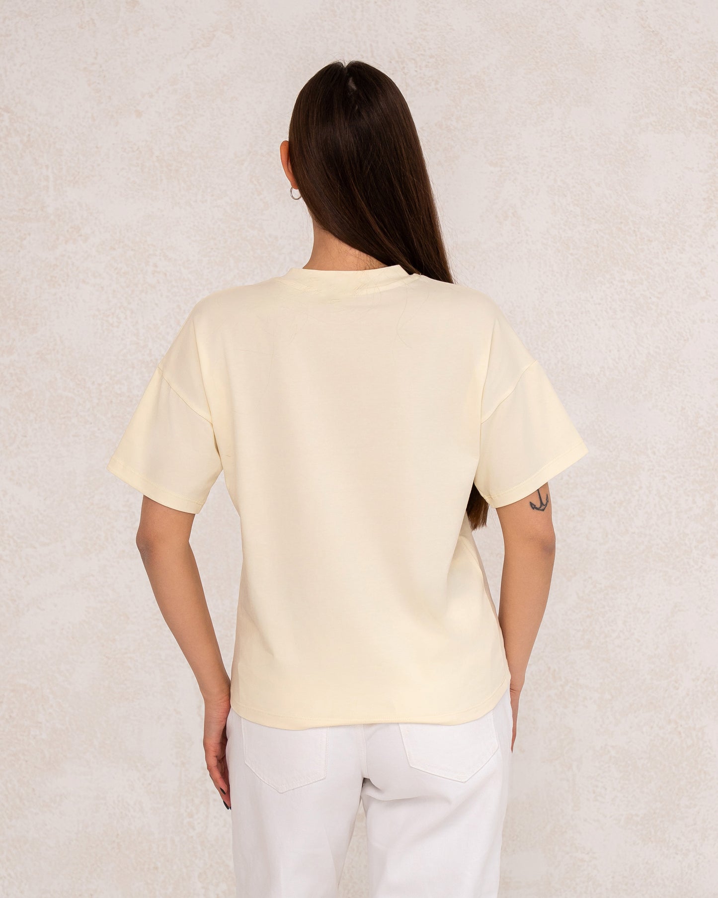 Damen-T-Shirt mit metallicfarbenem Schriftprint