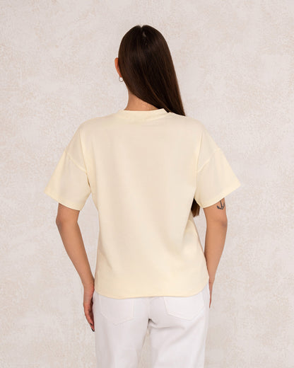 Damen-T-Shirt mit metallicfarbenem Schriftprint
