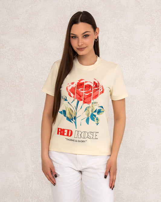 Damen-T-Shirt mit Rosenprint