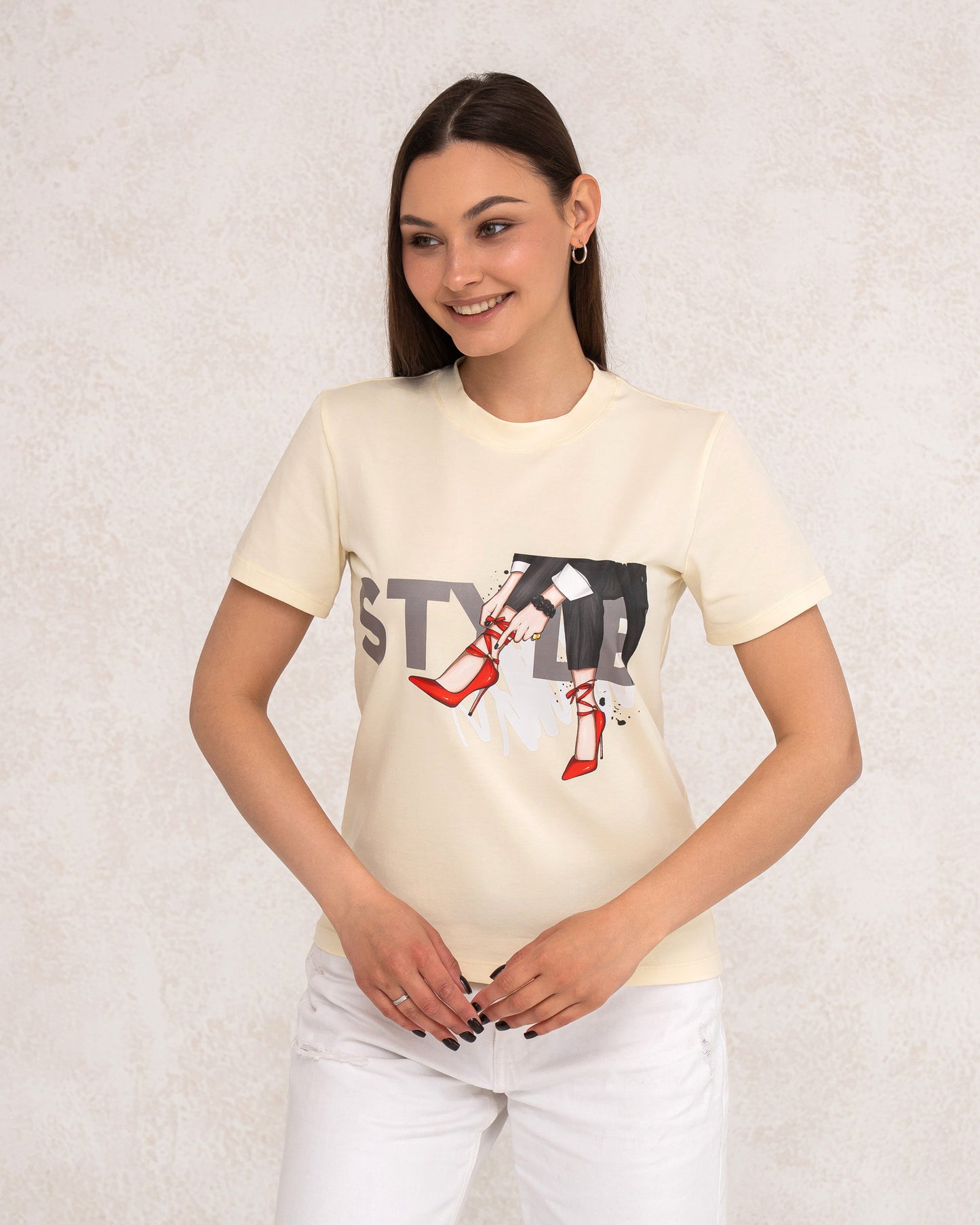 Damen-T-Shirt mit grafischem Fashion-Print