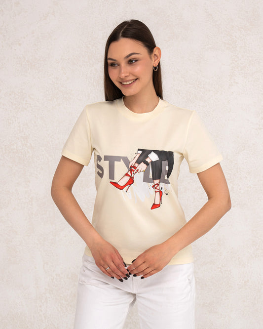 Damen-T-Shirt mit grafischem Fashion-Print