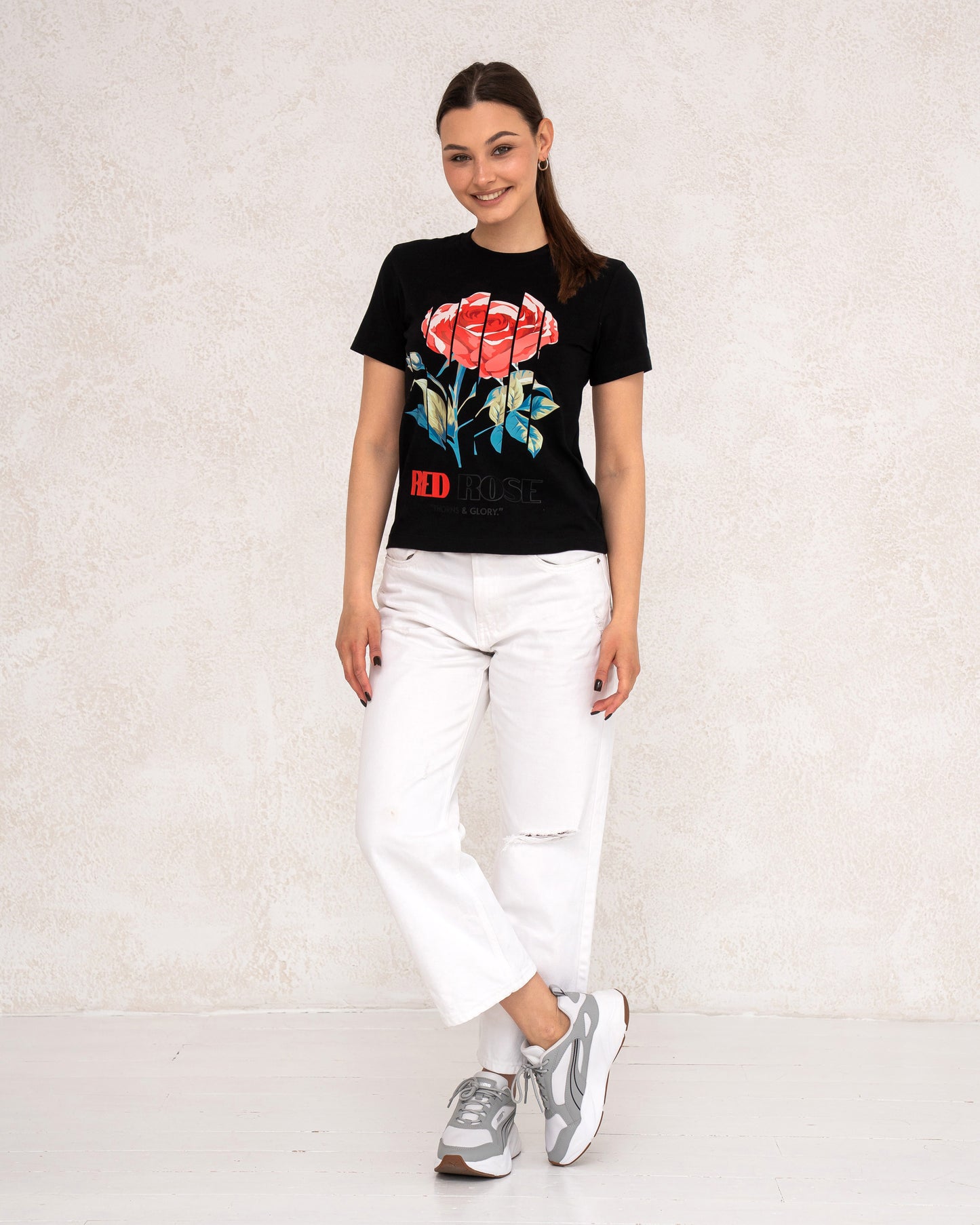 Damen-T-Shirt mit Rosenprint