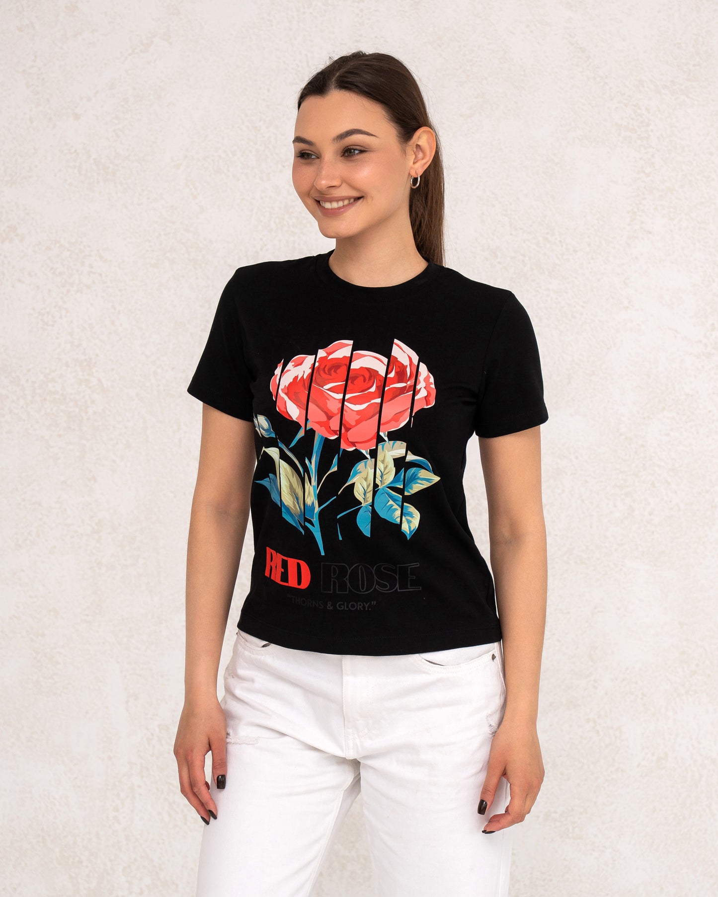 Damen-T-Shirt mit Rosenprint